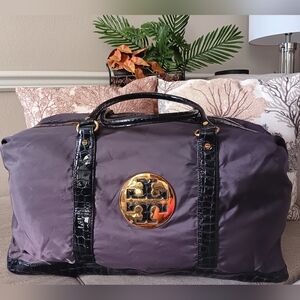 Tory Burch Nylon & Croc Duffle Bag